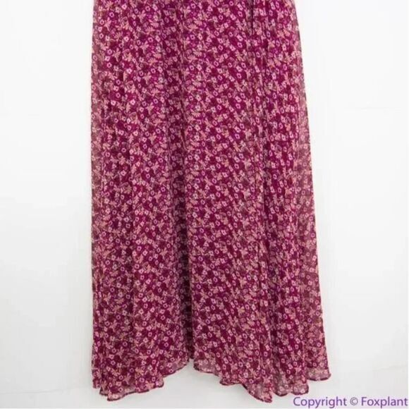 En Saison burgundy floral print fit‎ and flare midi dress, size XS - Picture 9 of 16